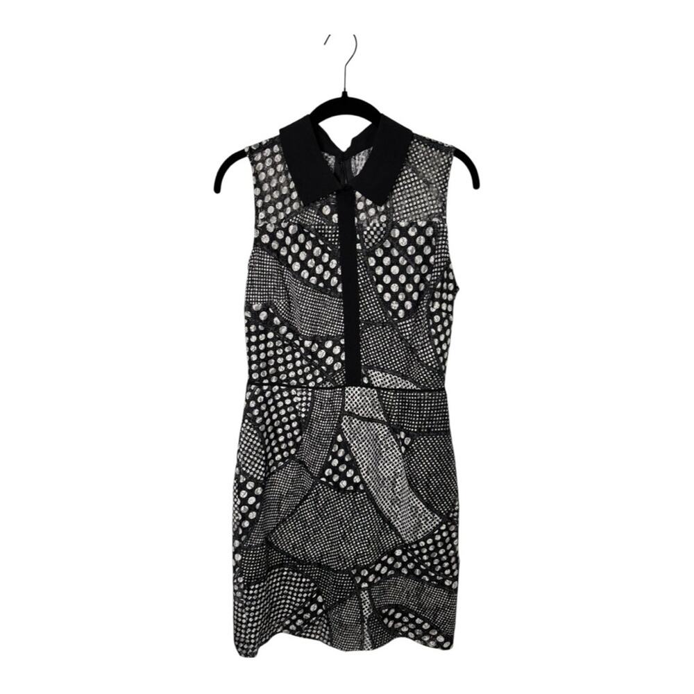 Marc New York Black White Polka Dot Sleeveless Collared Dress 6